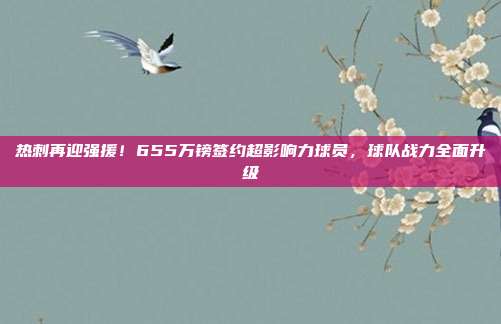 热刺再迎强援！655万镑签约超影响力球员，球队战力全面升级