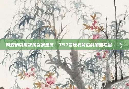 阿森纳引援决策引发热议，757号球衣背后的策略考量 🧐