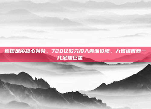 德国足协雄心勃勃，720亿欧元投入青训设施，力图培育新一代足球巨星🏟️