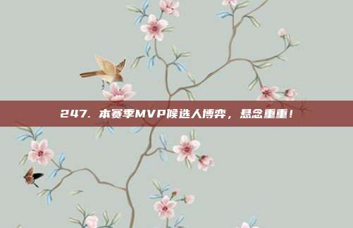 247. 本赛季MVP候选人博弈，悬念重重！