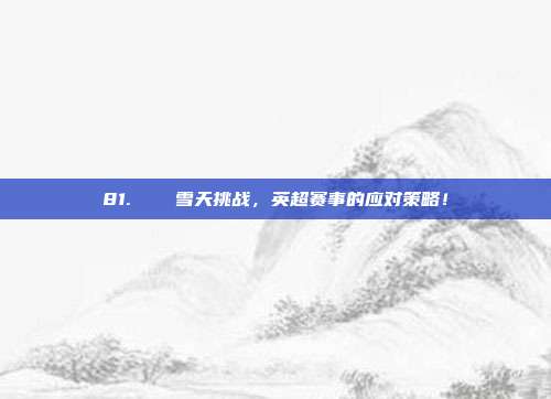 81. ⛷️ 雪天挑战，英超赛事的应对策略！