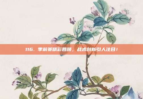 116. 季前赛精彩回顾，战术创新引人注目！